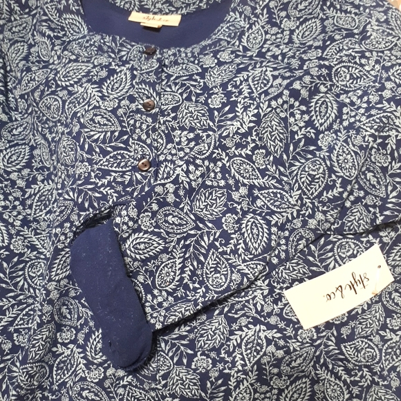 Style & Co 100% Cotton Printed Henley Top - Picture 10 of 11
